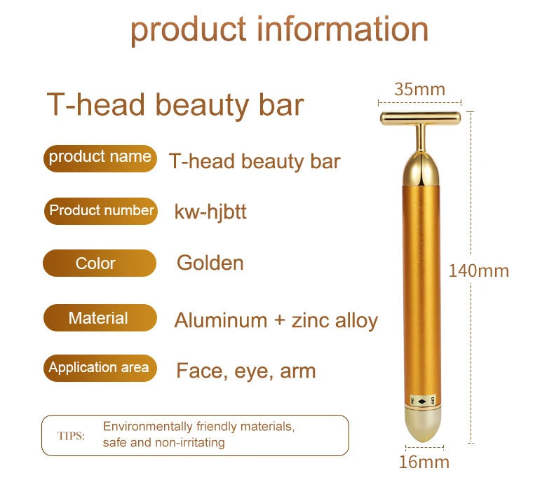Rodillo Masajeador Facial 24K Oro CAMMUO | Antiarrugas | Lifting | Elimina Bolsas Ojos | Portátil - Firu Total Sales