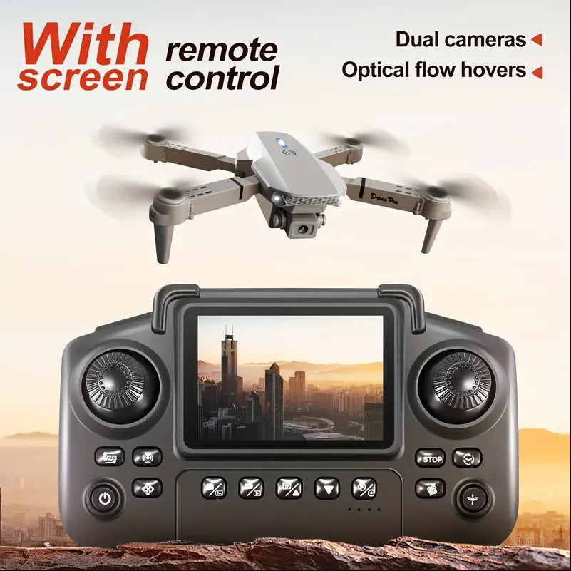 Drone E88 2025 | Cámara Dual HD 1080P | Control por Pantalla Sin Teléfono | GPS | WiFi | Despegue 1 Tecla | Resistente a Golpes