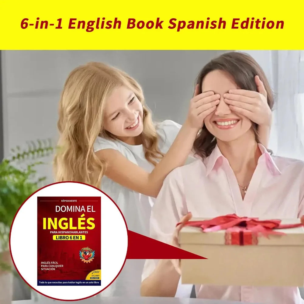 English Books for Beginners 6-in-1 Spanish Edition English Workbook Easy Language Learning Dictionary Study Supplies for Reading