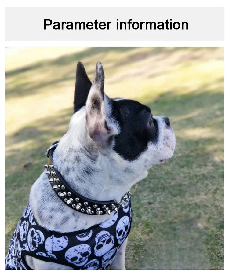 Adjustable Leather Pet Dog Collar Neck Strap Supplies PU Leather Punk Rivet Spiked Dog Collar Pet Collars for Small Dog Cat