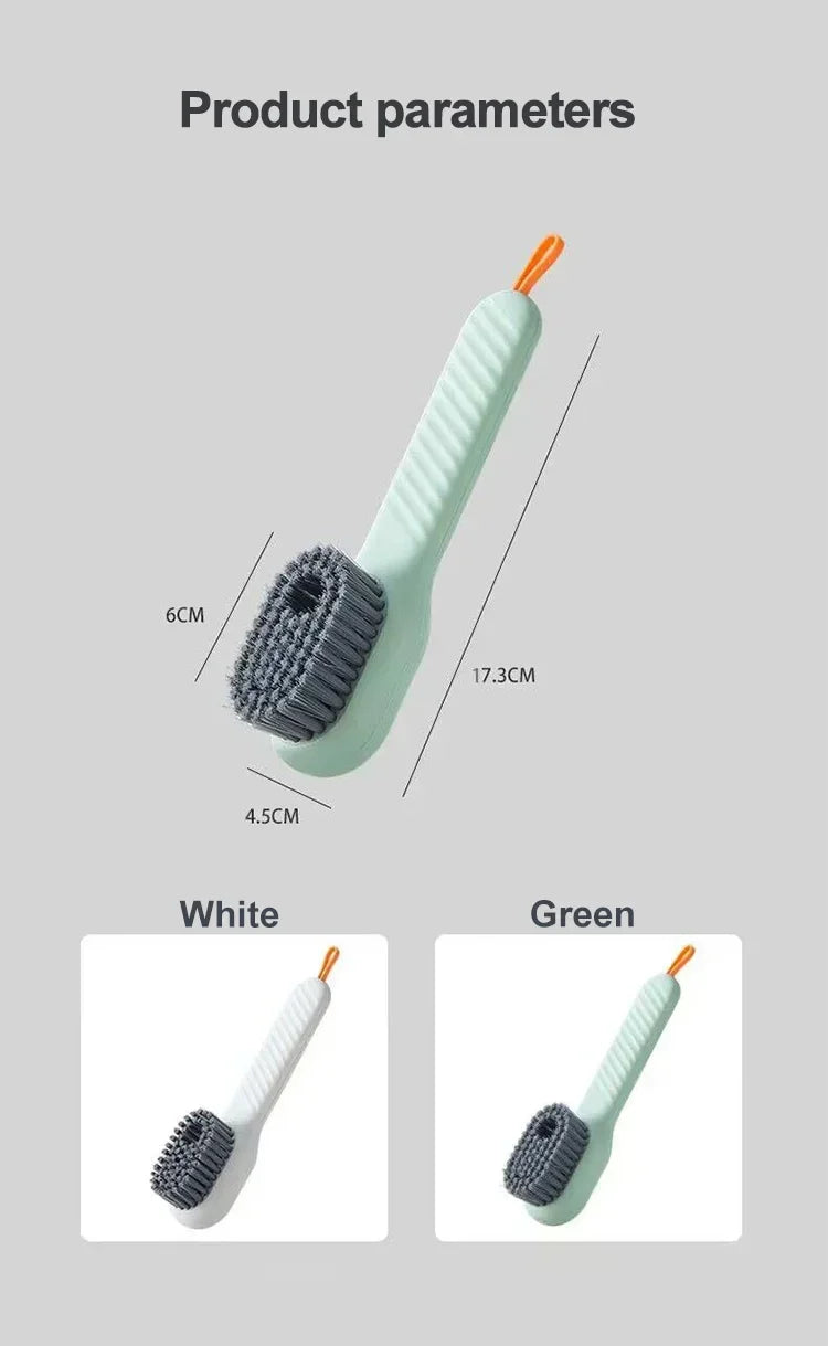 Household Shoe Cleaning Brush With Soap Dispenser Soft Hard Bristle Kitchen Scrubber Multitool For Carpet Bathroom Sneakers