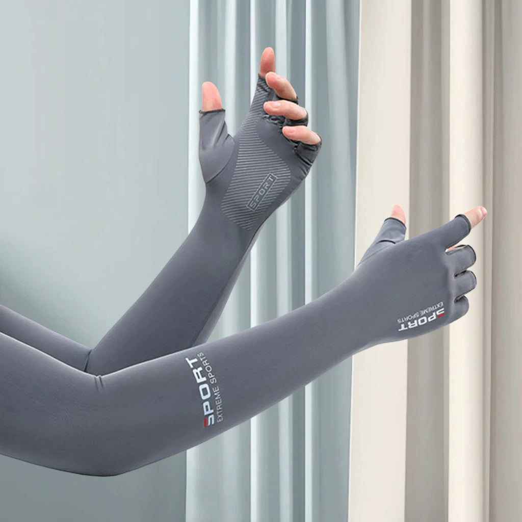 Sun-protective Arm Sleeves Cooling Cover Summer UV Sun Protection Riding Sleeves Thin ice silk gloves outdoor Running Cycling