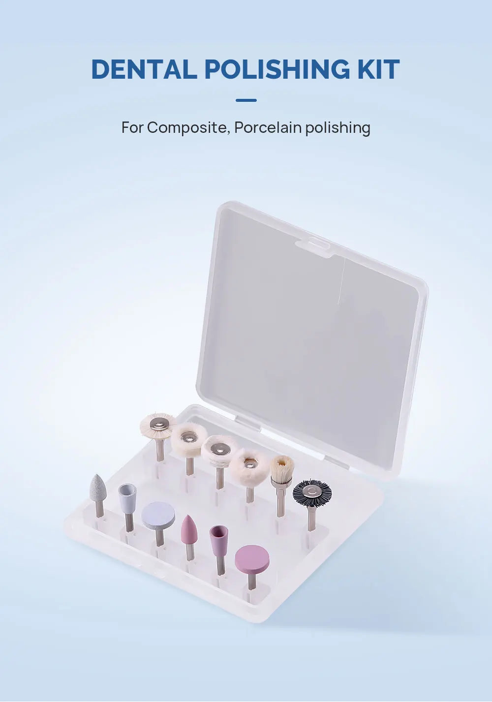 AZDENT 12Pcs/Set Dental Silicone Polishing Rubber Grinding Heads Teeth Polisher 2.35mm RA Finisher for Low Speed Handpiece