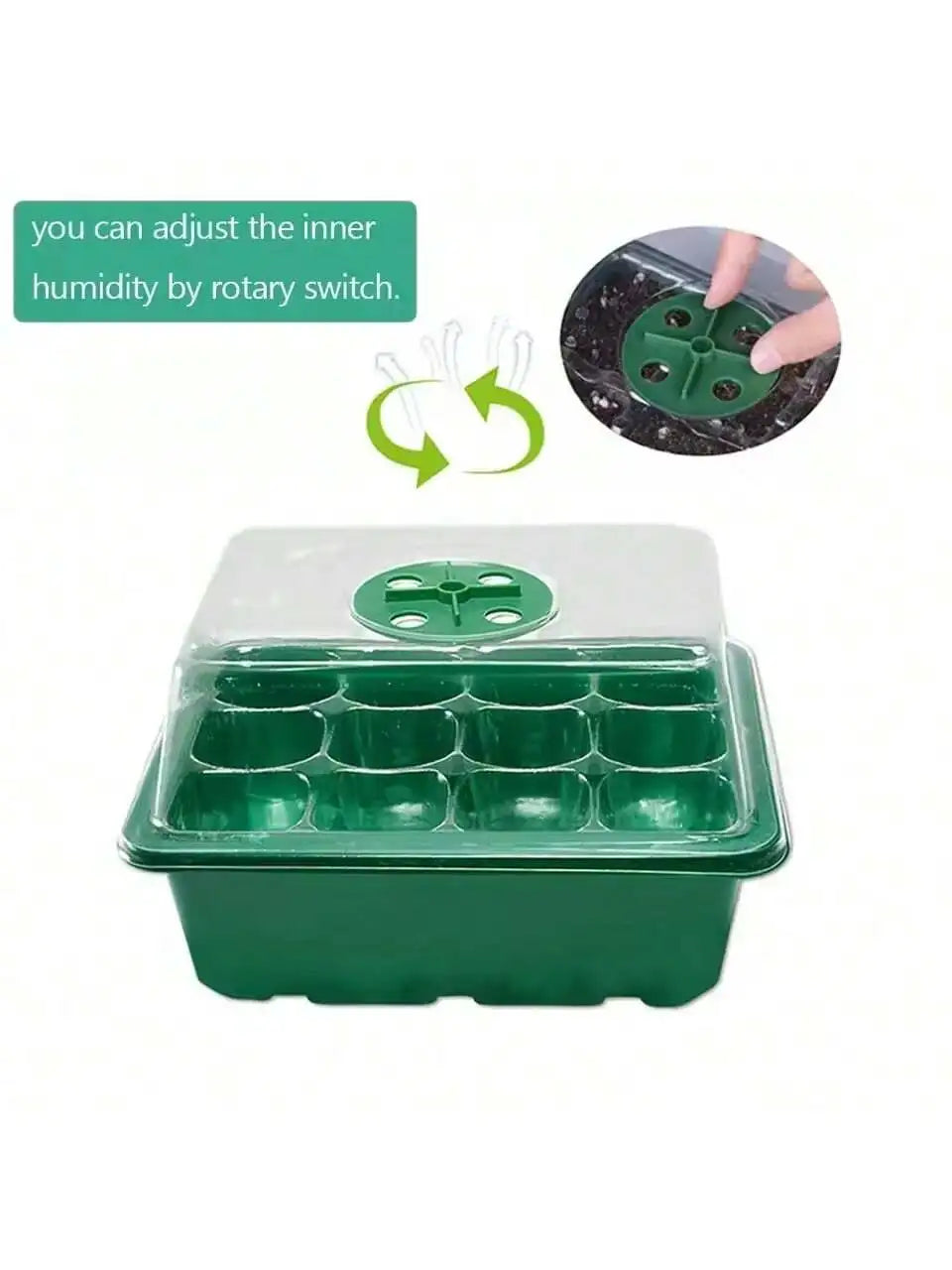 Seed Starter Kits Seedling Starter Trays (12 Cells per Tray) Humidity Adjustable Plant Germination Kits Garden Seed Starting Tra