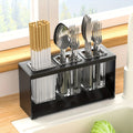 1pc Multifunctional Drain Rack with Built-in Storage Box for Kitchen Utensils Forks Spoons Knives