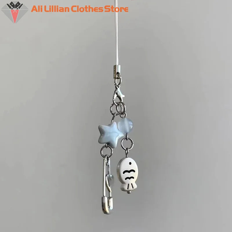 Summer Small Fish Star Charm Keychain Phone Lanyard Keyring Bag Pendant Accessory Aesthetic Y2k Jewelry