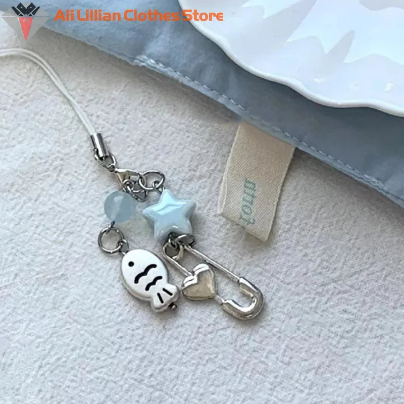 Summer Small Fish Star Charm Keychain Phone Lanyard Keyring Bag Pendant Accessory Aesthetic Y2k Jewelry