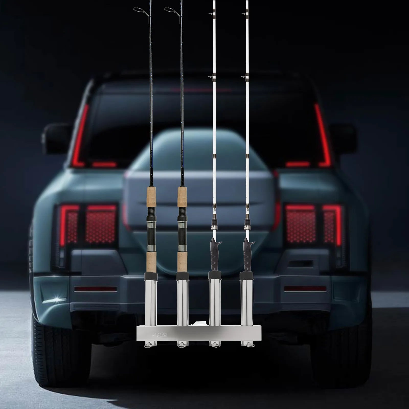 4 Tubes Fishing Rod Holder Bracket Stainless Steel Pole for Cars, Hitch Mount Rod Holder, Truck Adjustment Fishing Rod Rack