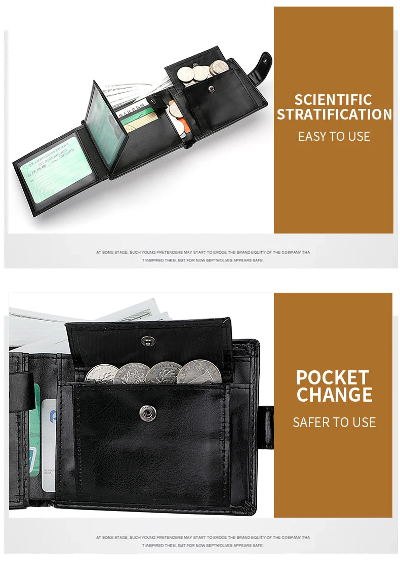 Men's Wallet Large Capacity Multi-Function Short Wallet Multi-slot Zipper Coin ID Credit Card Holder Men's Wallet