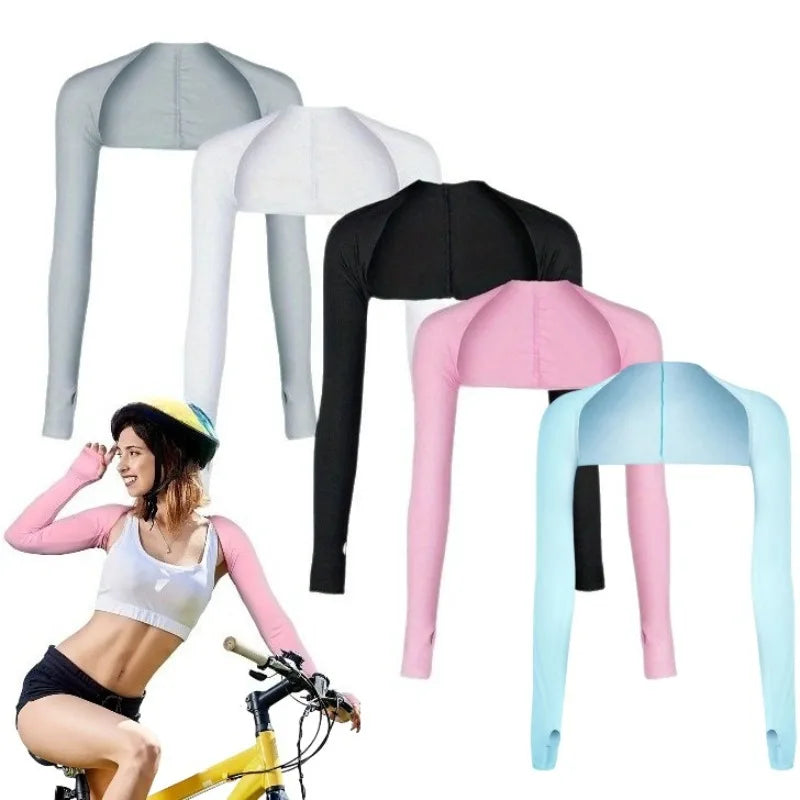 1pc Women's Shawl Cuff Sun Protection Sleeves, Ice Silk Arm Cover for Running Cycling Fishing, UV Blocking & Breathable