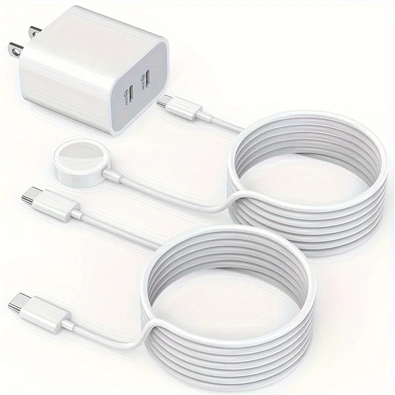Dual 40W USB C Charger Plug With 6FT USB-C To C/iWatch Magnetic Fast Charging Cable For Apple Watch Series And For IPhone 15 - Firu Total Sales