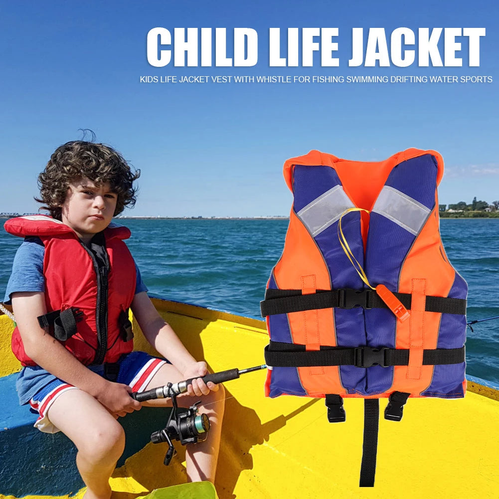 1/2PCS Children Life Jacket With Whistle Adjustable Size Swimming Float Vest Fishing Drifting Swimming Life Vest For Water Sport