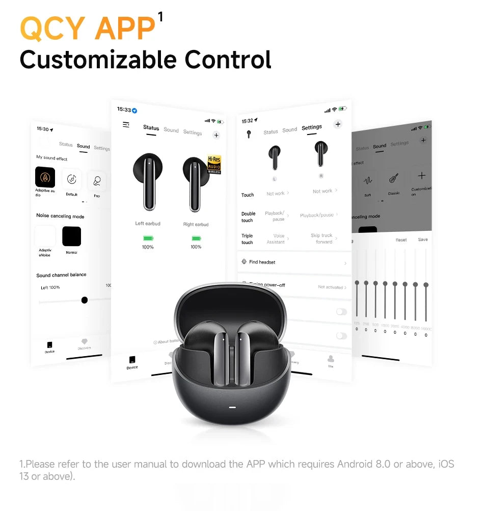 QCY HT10 AilyBuds Pro+ ANC | LDAC Hi-Res Audio | 6 Mic IA HD | 28H | Bluetooth 5.3 | Multipunto - Firu Total Sales