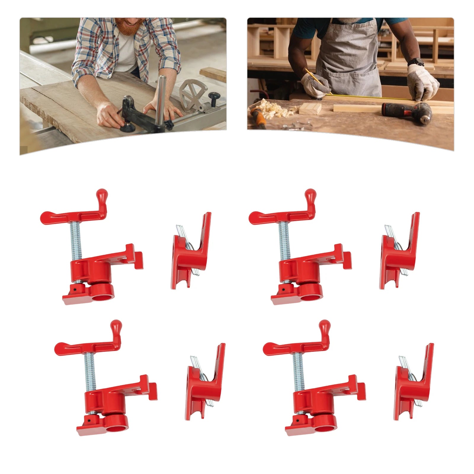 4 Pack 3/4" Wood Gluing Pipe Clamp Set Heavy Duty PRO Cast Iron Quick Release Bar Clamps Kit with Wide Base for Woodworking