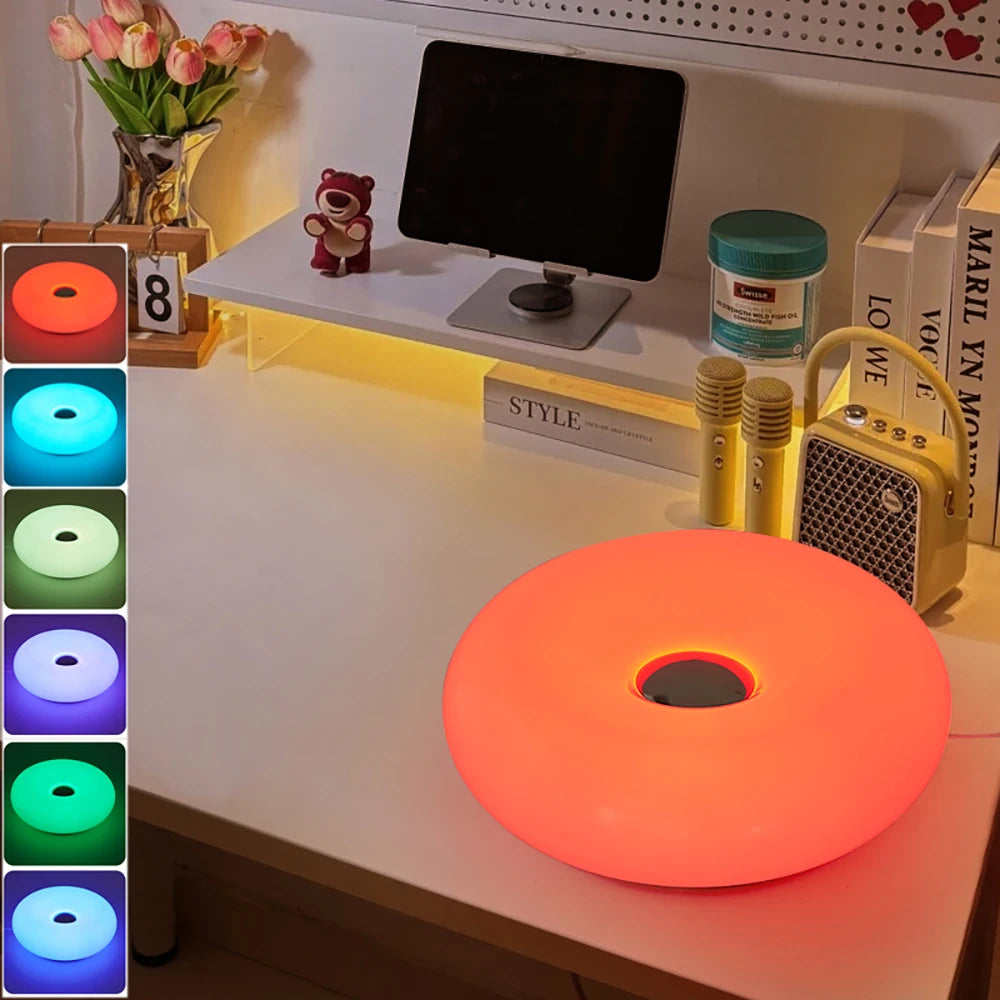 Bauhaus donut table lamp USB plug bedroom bedside decorative light living room dining room ambient light（Not glass）