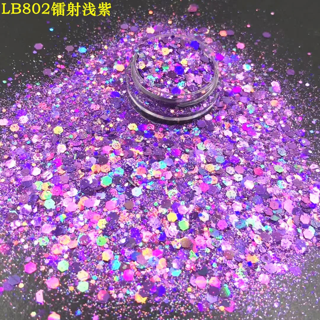 24 Colors Holographic Chunky Glitter 24 Colors Total Laser Nail Glitter Flakes Chunky Holographic Laser Nail Glitter 2030