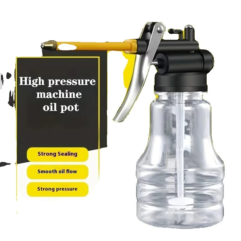 High-Pressure Oil Filler Bottle – Transparent with Copper Nozzle for Precision Lubrication