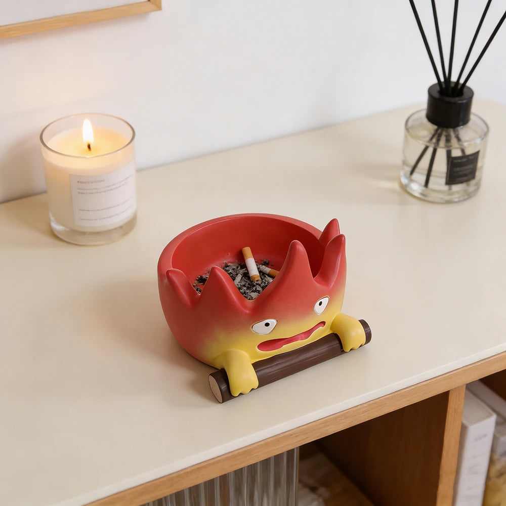 Cartoon Cute Little Flame Ashtray Home Desktop Ornament Creative Fire Shaped Ashtray Anti Fly Ash Ashtray Decoration Gift