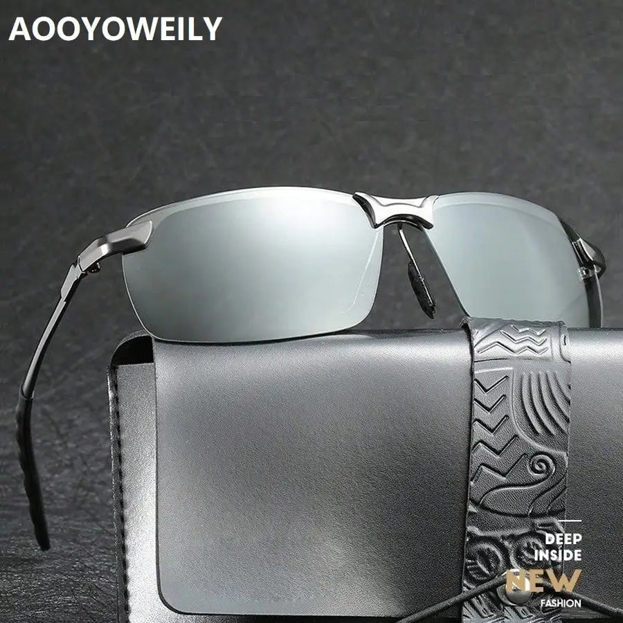 Photochromic Polarized Metal Frame Sunglasses for Men Women UV400 Protection