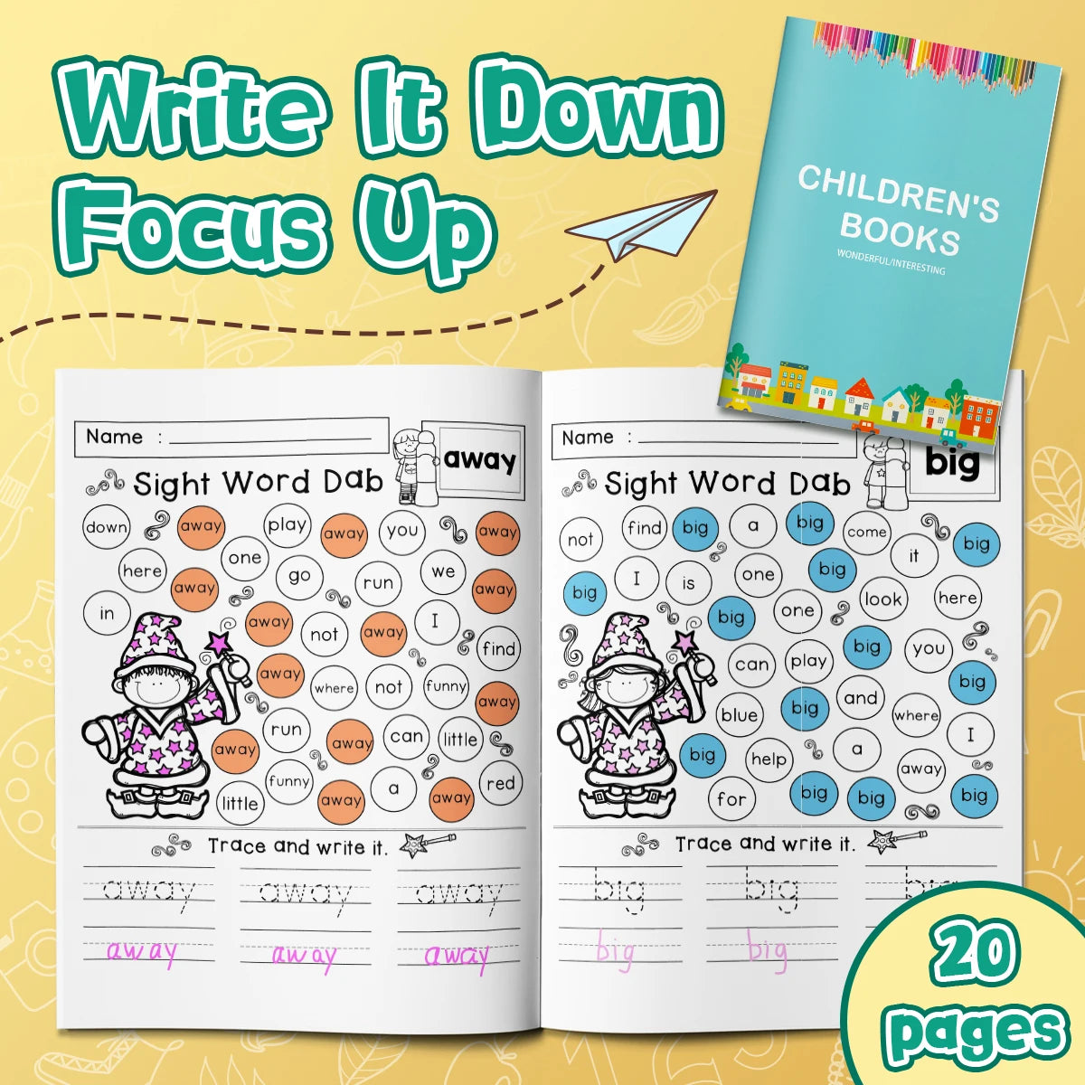 Dab-and-Learn Sight Word Workbook for Kids 3+ – Fun Wizard Design and Educational Activities for Preschool and Kindergarten