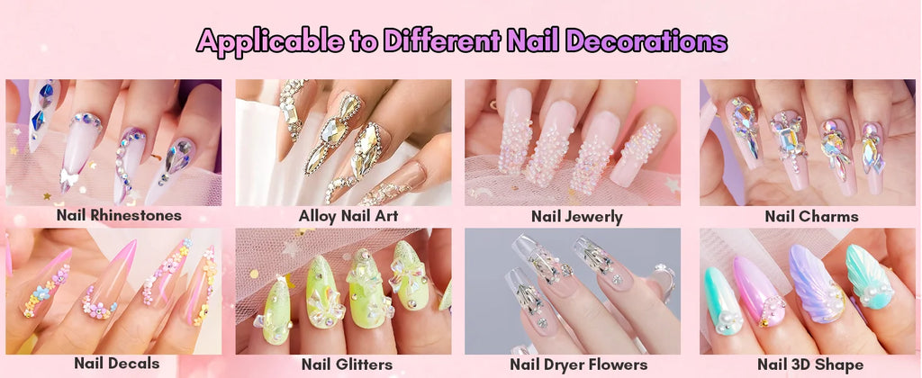 Makartt Nail Rhinestone Glue Set - Gel Nail Glue for Rhinestones, 3D Art Design Super Strong Adhesive for Charm Gems Jewel