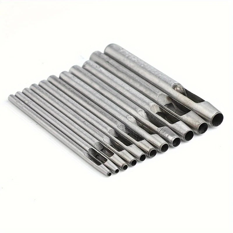 10-Piece Set Carbon Steel Faux Leather Punch Kit - round Cutter for Watch Straps Belts And Paper Art with Smooth Edge Design