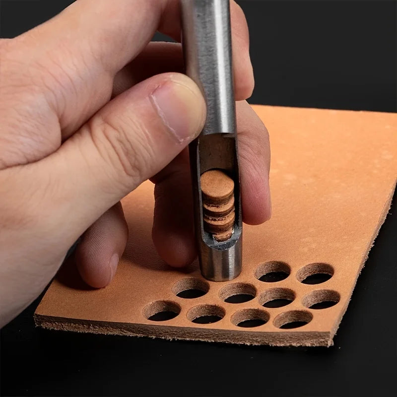 10-Piece Set Carbon Steel Faux Leather Punch Kit - round Cutter for Watch Straps Belts And Paper Art with Smooth Edge Design
