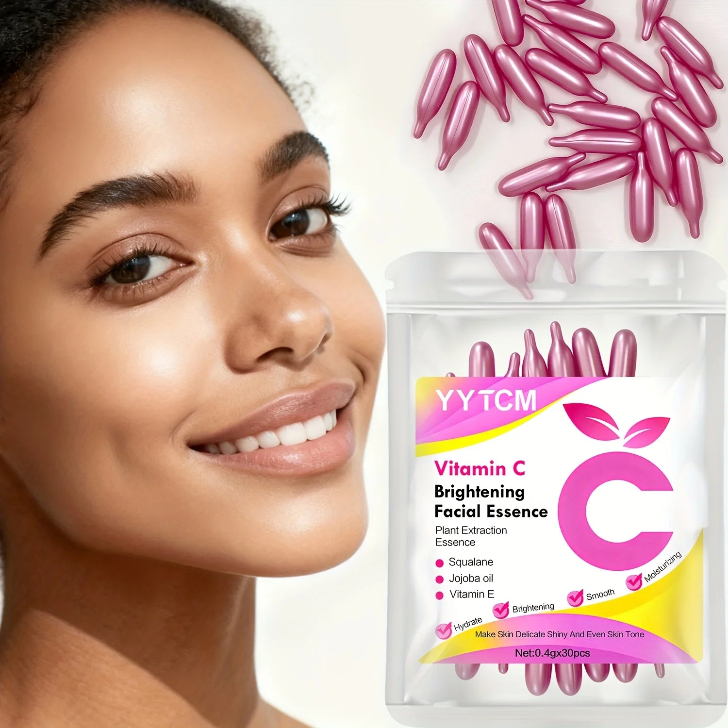 Vitamin C Brightening Capsule Essence | Squalane + Vitamin E | 30 Caps | Deep Hydration