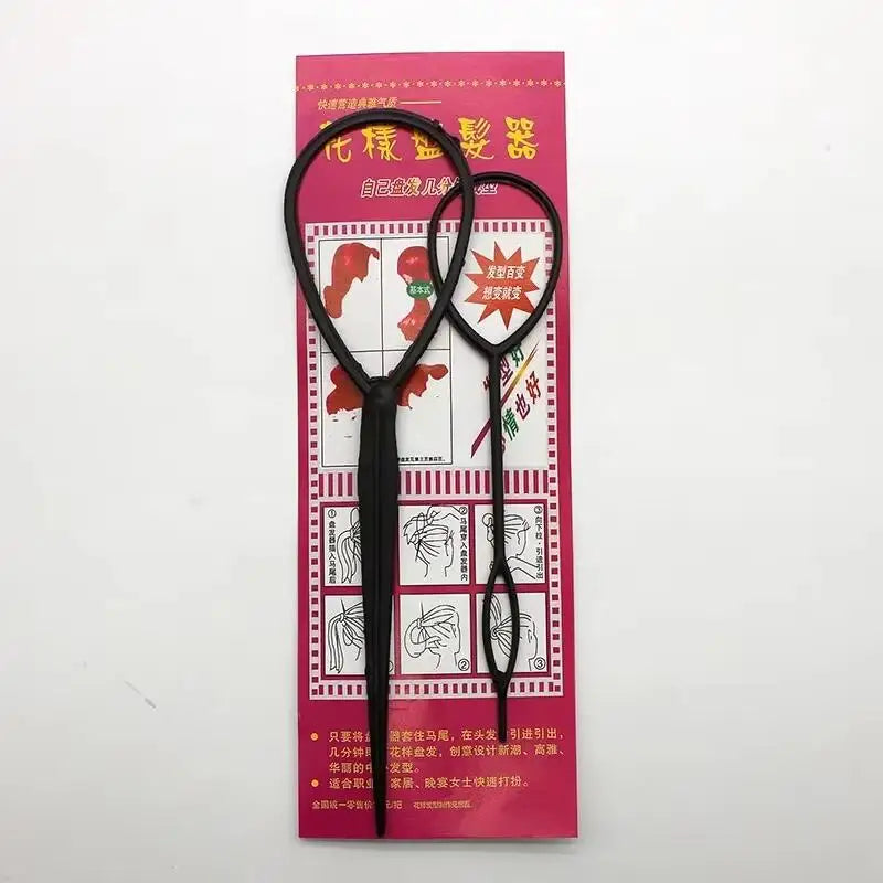 Popular 1SET Ponytail Creator Plastic Loop Styling Tools Pony Topsy Tail Clip Hair Braid Maker Styling Tool For Women Girl