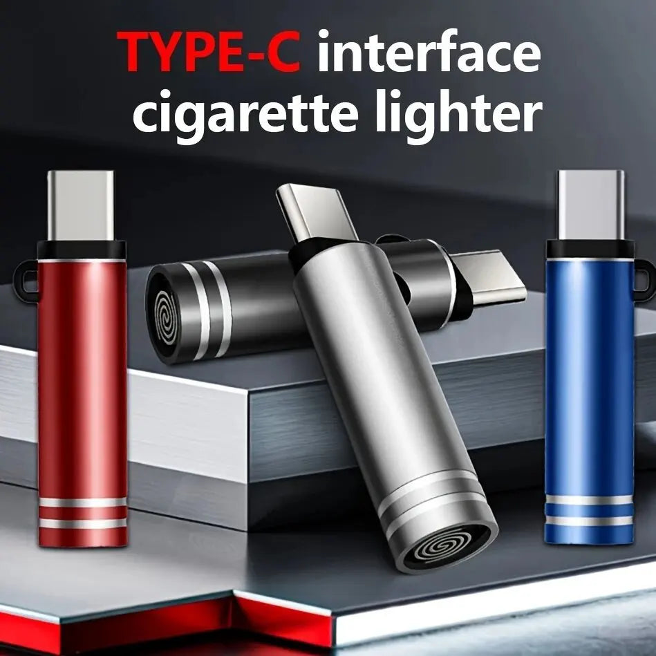 USB C Emergency Lighter, Aluminum Alloy Battery Free Lighter for Camping RV Travel, Phone OTG Powered Auto Off