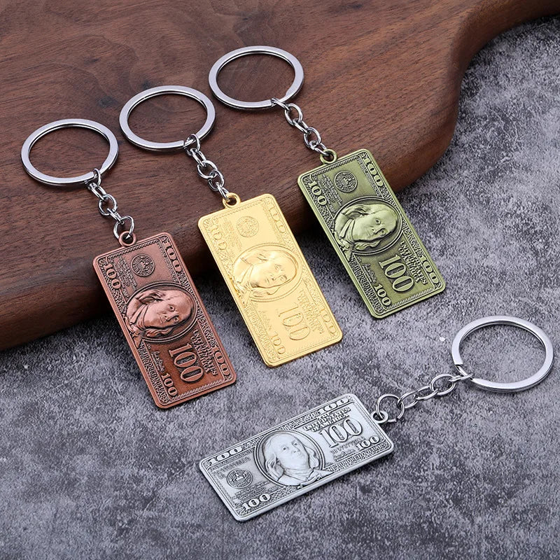 3D Mini Dollar Model Keychain Accessories Retro Keyring Money Bag Couple Matching Airpods Keychain Pendant