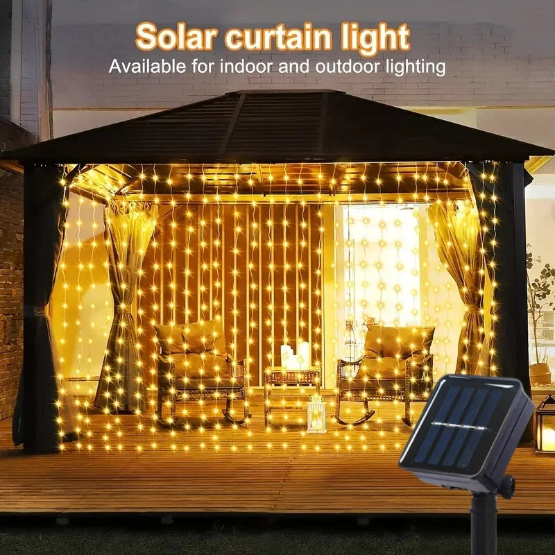 Luces Solares Cortina LED 8 Modos | Bodas, Jardín y Decoración Interior | IP55 - Firu Total Sales