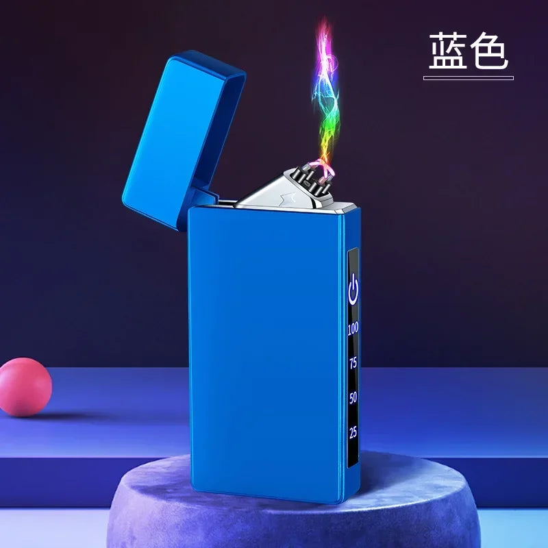 Windproof Electric Arc Metal Smoking Lighter Plasma Flameless Rechargeable USB Cigarette Lighter LED Digital Touch Lighters Gift