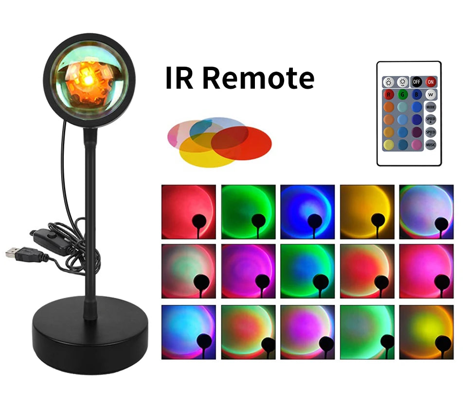 Tuya Smart Sunset Lamp USB Projector LED Night light with Remote Bluetooth App Control Atmosphere Mood Light for Photography