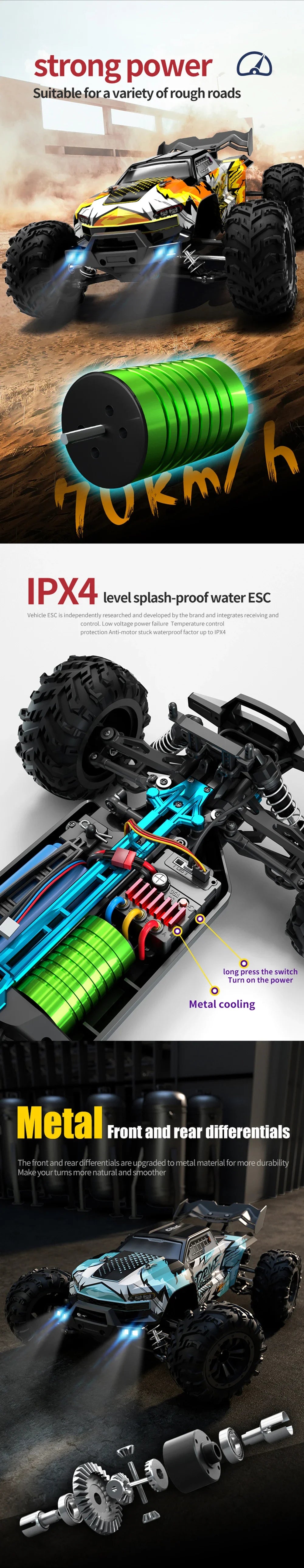 WLtoys 16101 Pro Carro RC 1:16 | 75KM/H | 4WD | Motor Brushless | LED | 2.4G | Drift Monster Truck | Regalo Niños