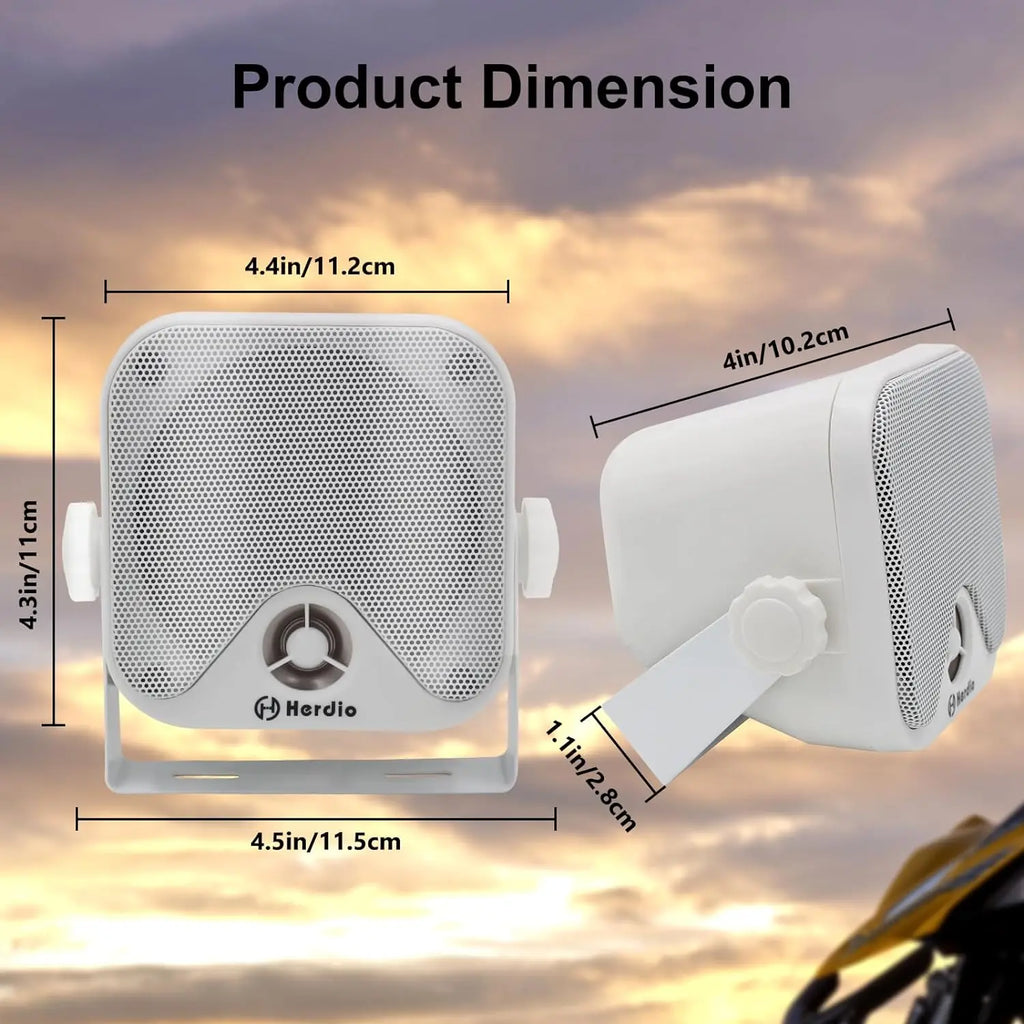 Herdio 4'' 240W 4PCS Bluetooth Golf Cart Speakers Waterproof Marine Speakers For Outdoor Boat ATV UTV Jeep Courtyard Powersports