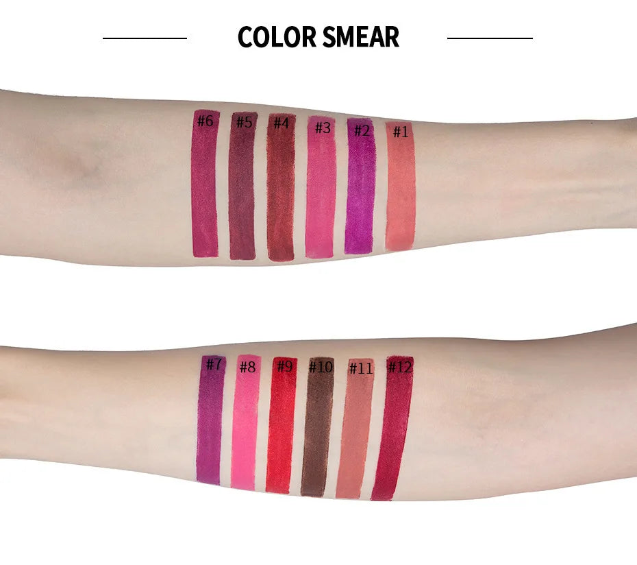 Matte Pink Velvet Lipstick Sexy Nude Red Brown Purple Lipgloss Gloss Velvety Lipstick Waterproof Makeup Long Lasting Lipstick