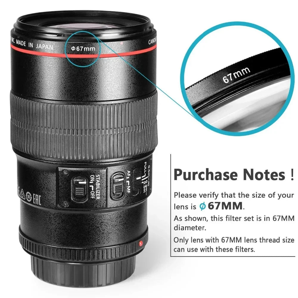 Lightdow UV+CPL+FLD+AND 2 4 8 Camera Lens Filter 6 in 1 Kits 49-82mm Kit for Cannon Nikon Sony Camera Lens USA ES Free Shipping