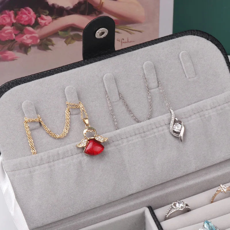 2024 Portable Jewelry Box Jewelry Organizer Display Travel Jewelry Case Boxes Button Leather Storage Chenille Jewelers Joyero