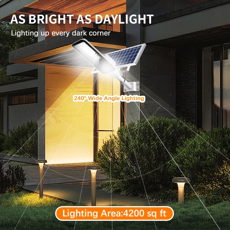 Luz Solar Exterior 200W YQCHEZI | 6000mAh | Automática Crepuscular | IP65 Garaje y Jardín - Firu Total Sales