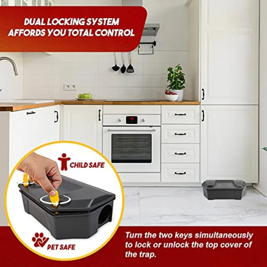 Rat Bait Station Outdoor Rodent Trap with Key Eliminates Rats Fast Keeps and Pets Safe Ideal for Indoor and Outdoor Use 2 Pack