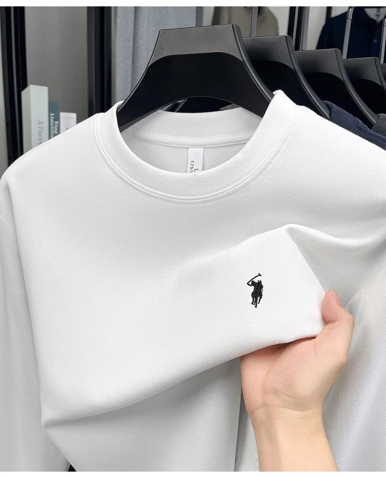 Sudadera de Lujo Manga Larga con Bordado de Pony | Casual Cuello Redondo Hombre 👔