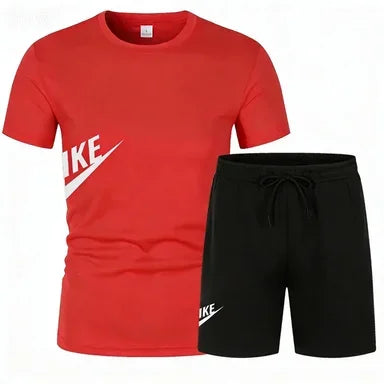 2026 Men's Summer T-shirt and Shorts Set, Men's Breathable Sportswear Set, Casual and Fashionable Short-sleeved T-shirt Set