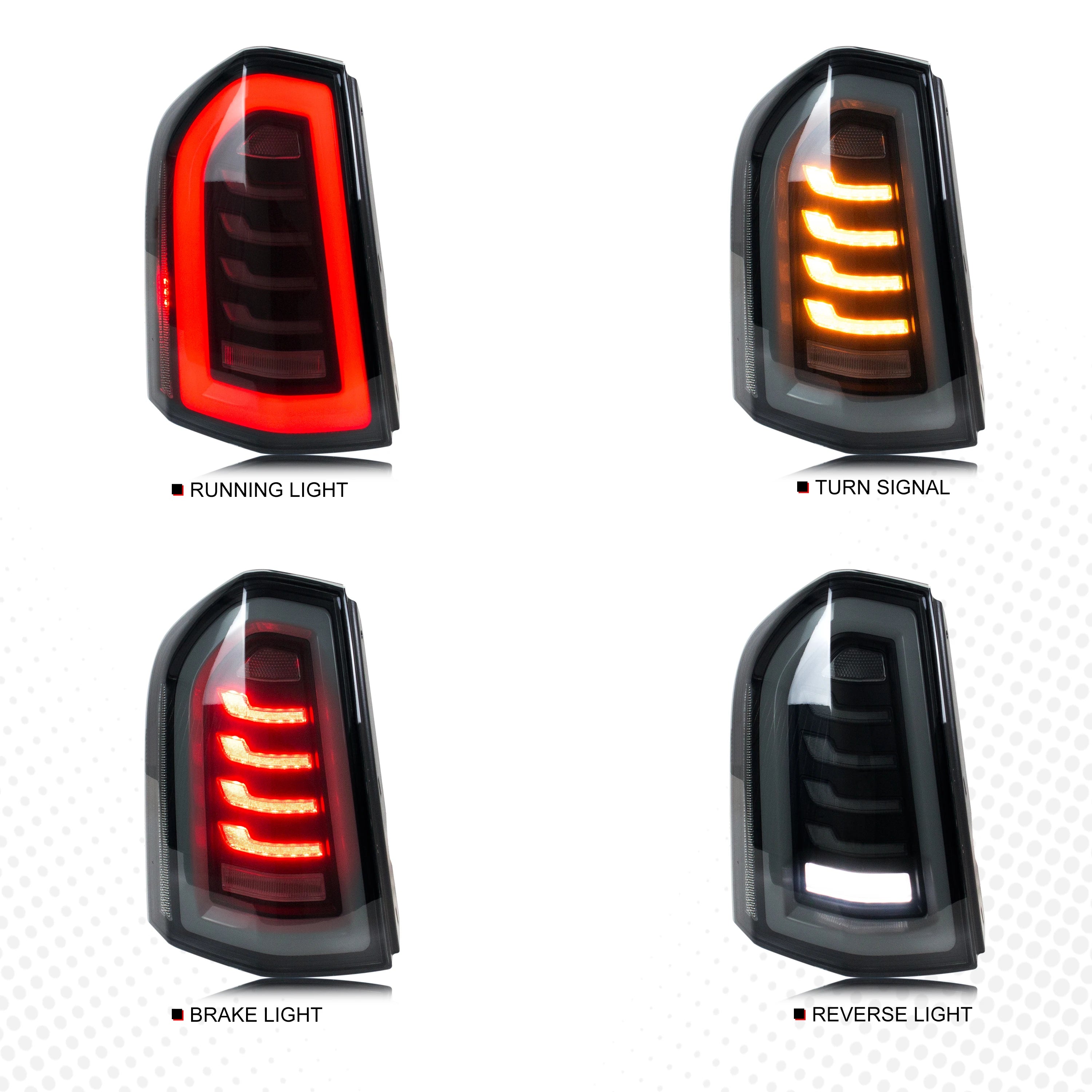 LED Tail Lights for Chrysler 300 300C 300S 2011-2014 Dynamic Signal Start-up Animation Grey Pair Rear Lamps Assembly