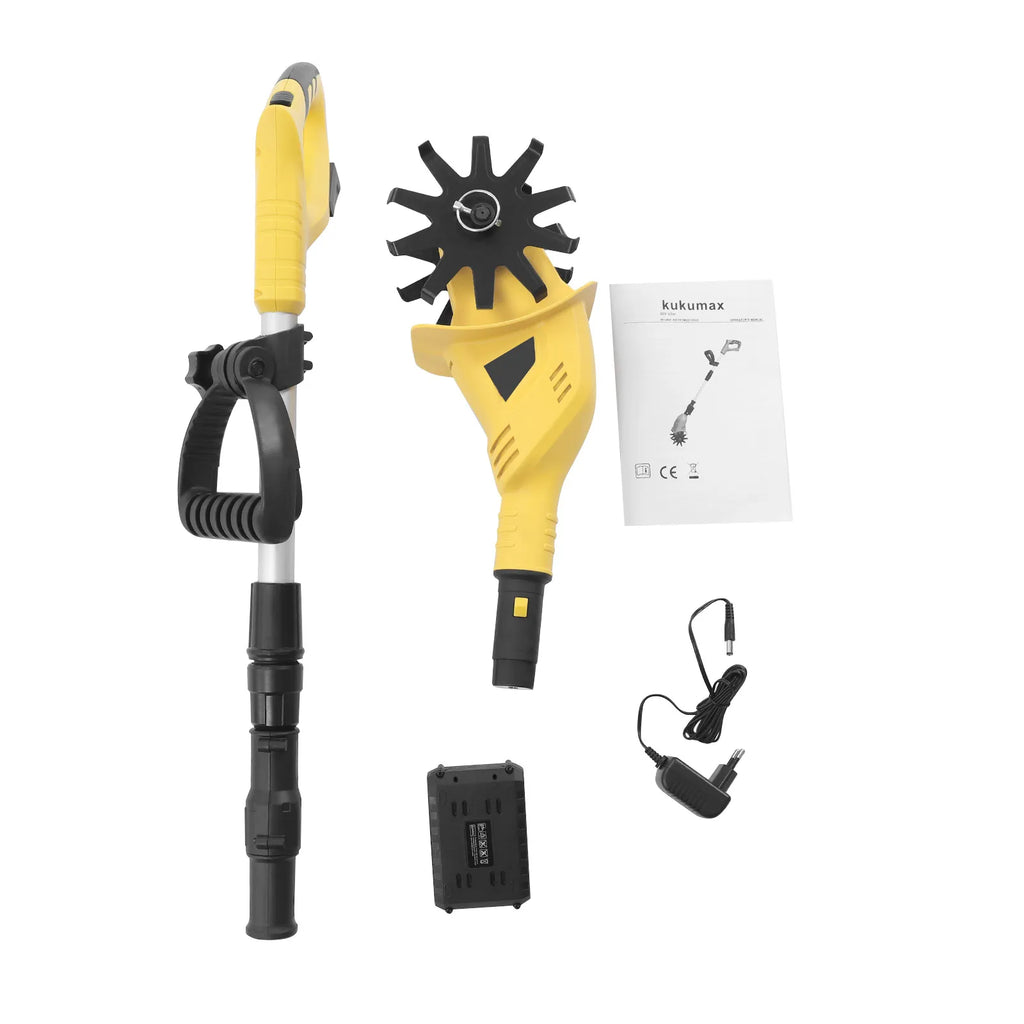 110-240V Cordless Tiller Cultivator Garden Cultivator Plowing Soil Extendable Pole for Lawn, Yard, Soil Cultivation 250RPM