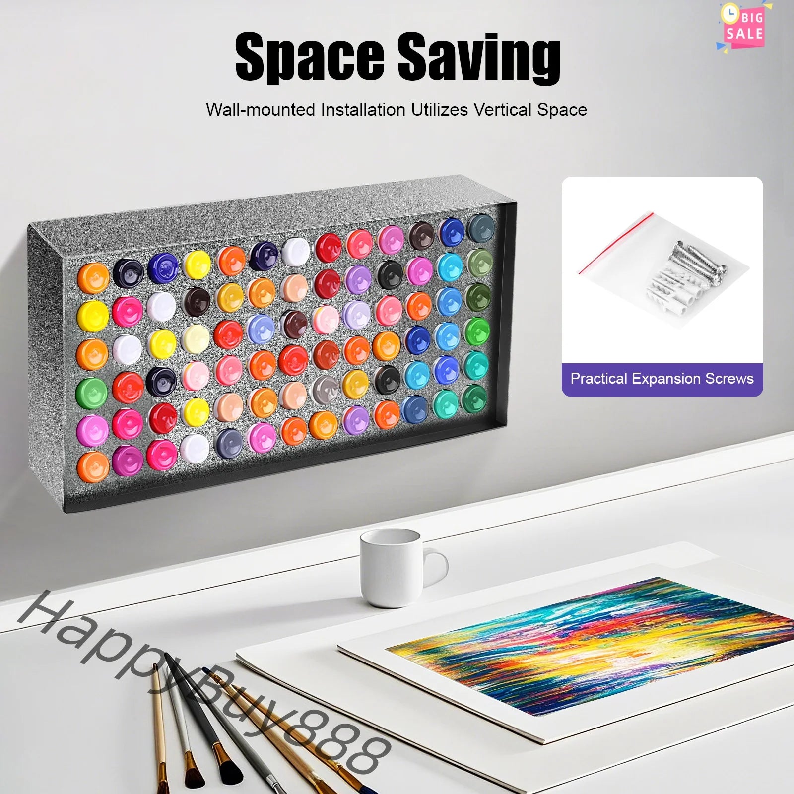 78 Holes Tattoo Ink Holder Rack Wall-mounted Cartridge Organizer Vertical Display Stand for Pigment Bottle