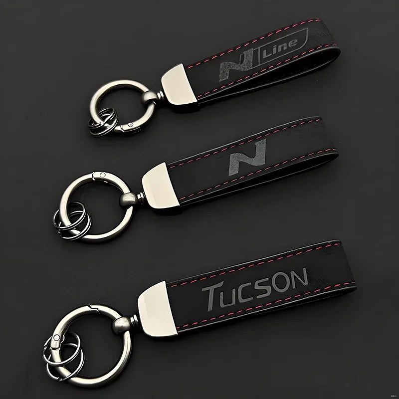 1pc Woman Men Suede Leather N Line Luxury Car Keychain For Hyundai i30 i20 i10 Elantra Kona Tucson Auto Decoration Accessories