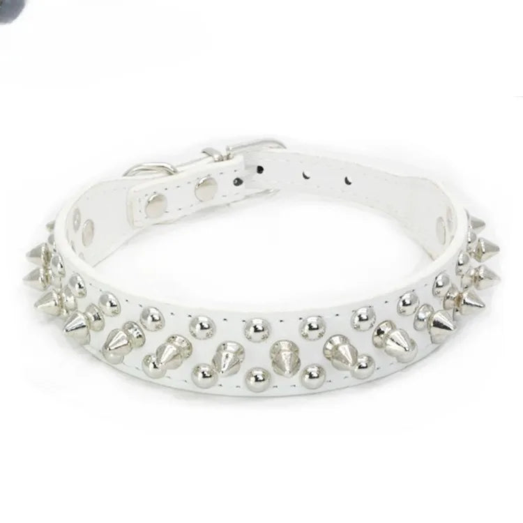 Adjustable Leather Pet Dog Collar Neck Strap Supplies PU Leather Punk Rivet Spiked Dog Collar Pet Collars for Small Dog Cat