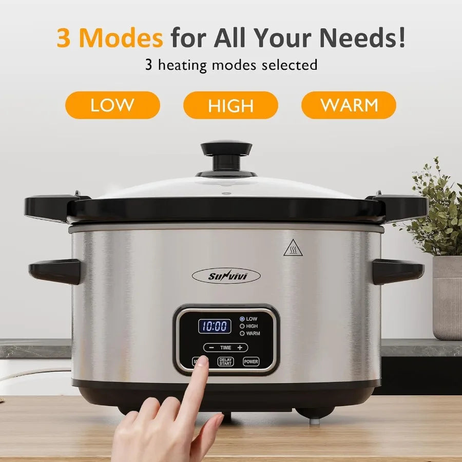 Olla de Cocción Lenta Programable 4qt | Tapa con Cierre | 3 Temperaturas | Cocina en Casa