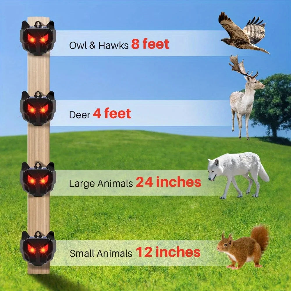 4 Pack Solar Nocturnal Animal Repeller Outdoor, Predator Deterrent with Red Lights, Wild Animals Repellent
